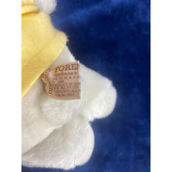 Vintage 1986 Forenza By Applause 9 Inch Plush Stuffed Bear Yellow T‎ Shirt - Picture 4 of 6